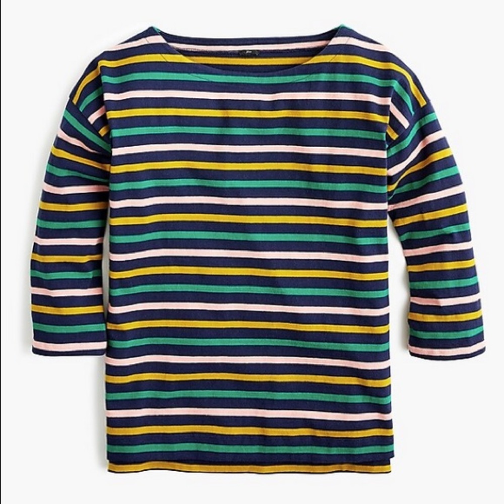 J Crew Boatneck T-shirt in Mixed Stripes Size S